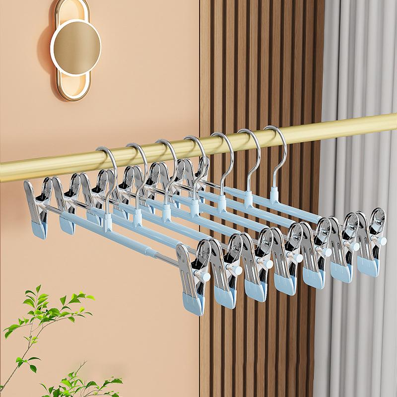 Windproof Metal Hanger For Clothes Home Pants Coat Non-Slip Drying Hangers With Adjustable Clips Closets Storage Organizer