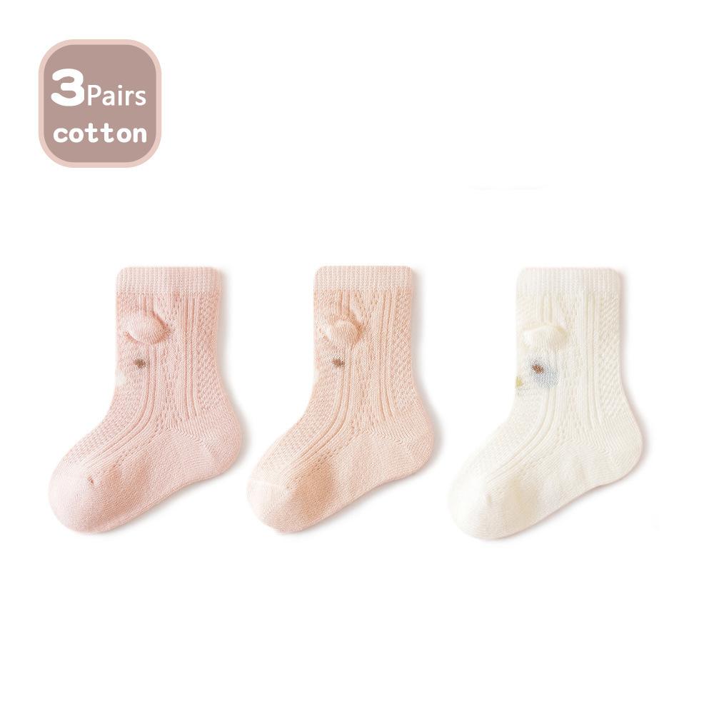 3 Pairs Children'S Socks Summer Mesh Cartoon Cute Baby Boneless Cotton Socks Breathable Thin Anti-Mosquito Socks For Children