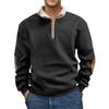 New Sweater Retro Splicing Embroidered Semi-open Placket Men's Long-sleeved Sweater
