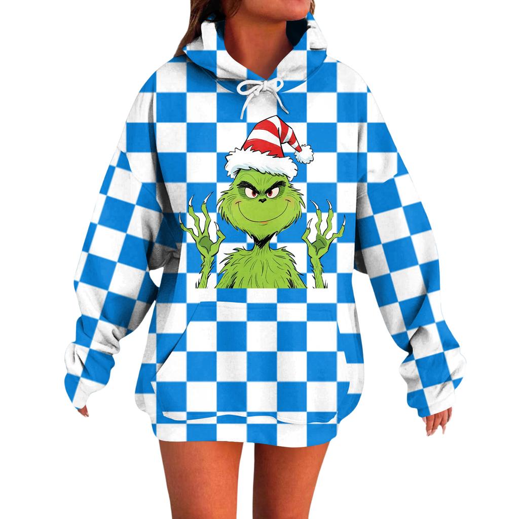 Ladies' Loose Comfortable Casual Fashionable Christmas Print Hooded Sweatshirt