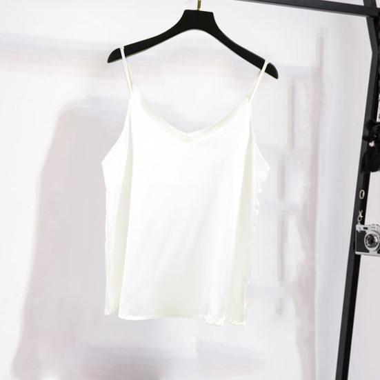 Майка с V-образным вырезом, однотонная, очень мягкая, без рукавов, свободного кроя, полиэстер