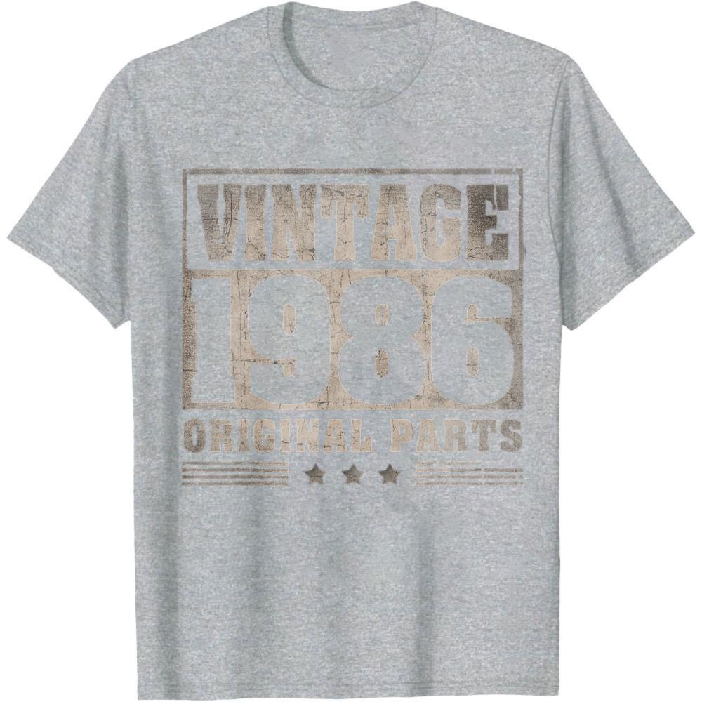 Vintage 1986 Original Parts Summer Men TShirt Classic Retro Design Casual Wear For Birthday Gift Anniversary Present
