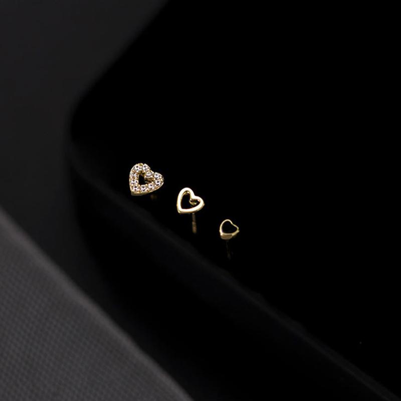 3Pcs/Set Diamond Love Heart Stud Earrings Women'S Earrings Mini Delicate Earrings Jewelry