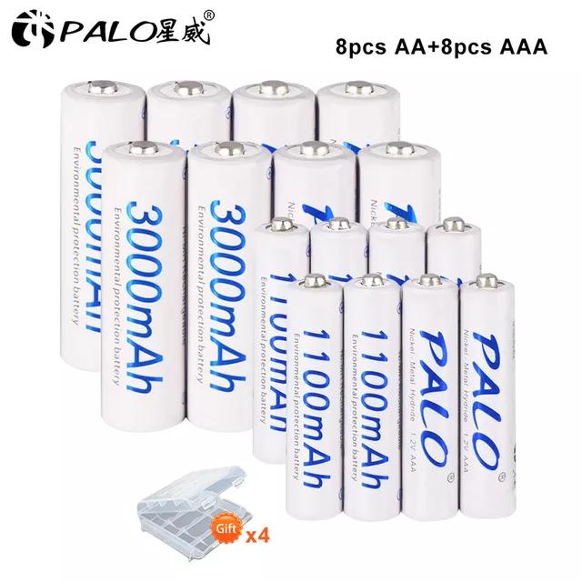 Аккумуляторы типа АА большой емкости, 3000 мАч, 1,2 В + аккумулятор типа ААА, 1100 мАч, 1,2 В, NI-MH аккумулятор типа АА ААА с коробкой