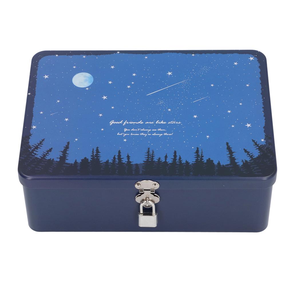 Retro Tinplate Storage Box Large Capacity Multifunctional Portable Vintage Metal Storage Container for Money Gift