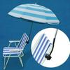 Adult Blue & White Striped Sunshade Beach Chair with Folding Umbrella