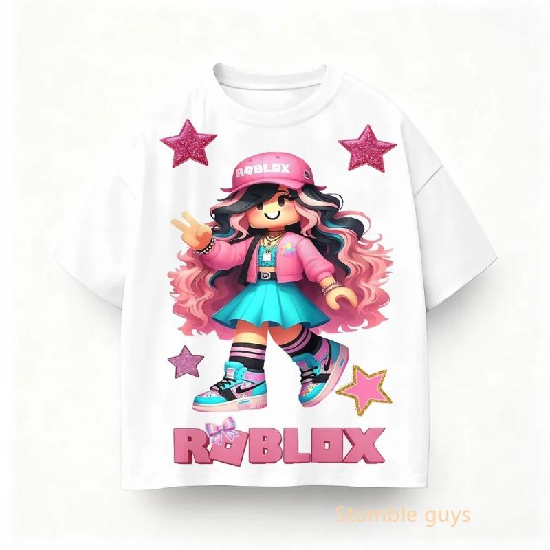 Летняя детская футболка с принтом игры Roblox Одежда для мальчиков Девочки Аниме