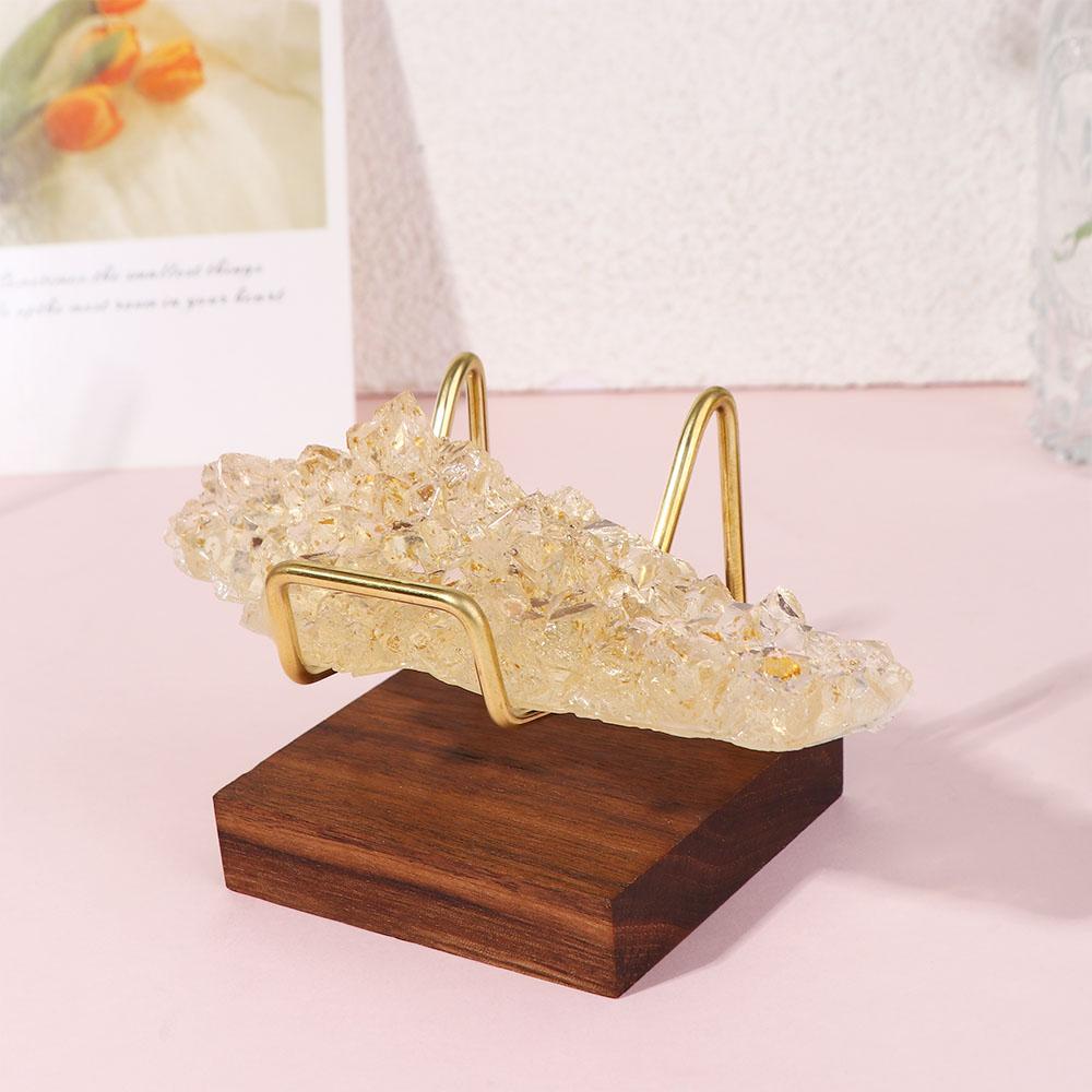 Walnut Base Home Decoraition Ores Agate Rocks Rack Wood Support Base Mineral Stand Display Holder