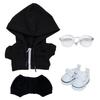 Niannyyhouse 20cm Plush Canvas Cotton Doll Outfit 10cm, 15cm, Clothes, Hoodie, Pants, Glasses, Shoes, Sportswear, (Black-15cm)