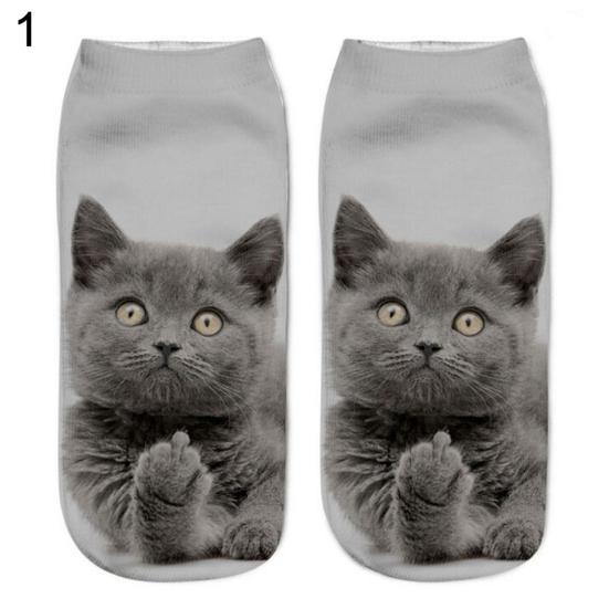 Women's Men's Fashion Animal Cute 3D Cat Printed Casual Soft Ankle Socks