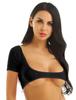 Sheer See Through Short Sleeve Crop Top Summer Sexy Short Tops Clubwear Dancewear