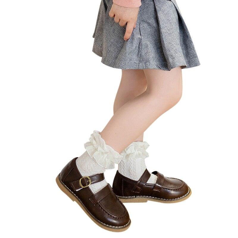 Носки для маленьких девочек, детские хлопковые кружевные носки принцессы, весенне-летние осенние носки для младенцев