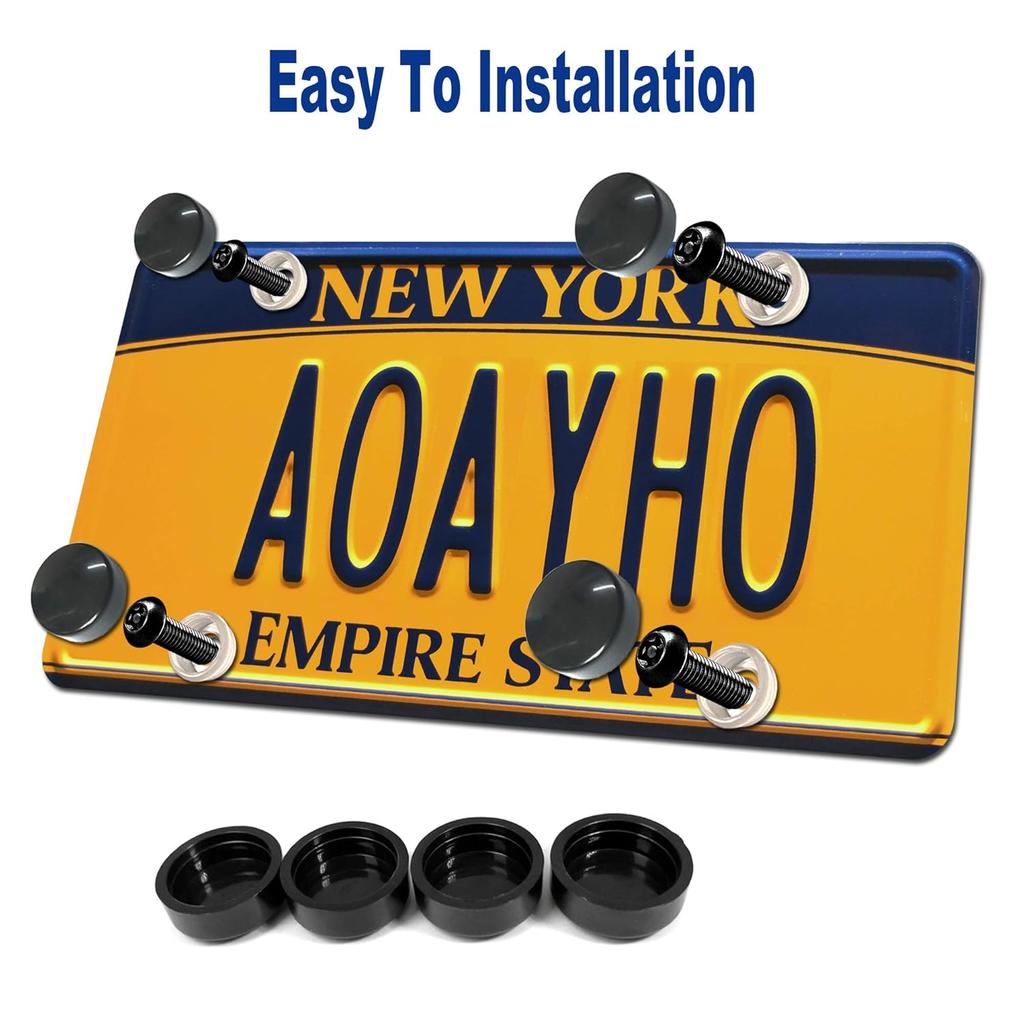Aootf Anti Theft License Plate Screws- Black Bolts For Locking Car Tag, Frame And Cover, Mounting Hardware Kit For Front/Rear, M6 Stainless Steel