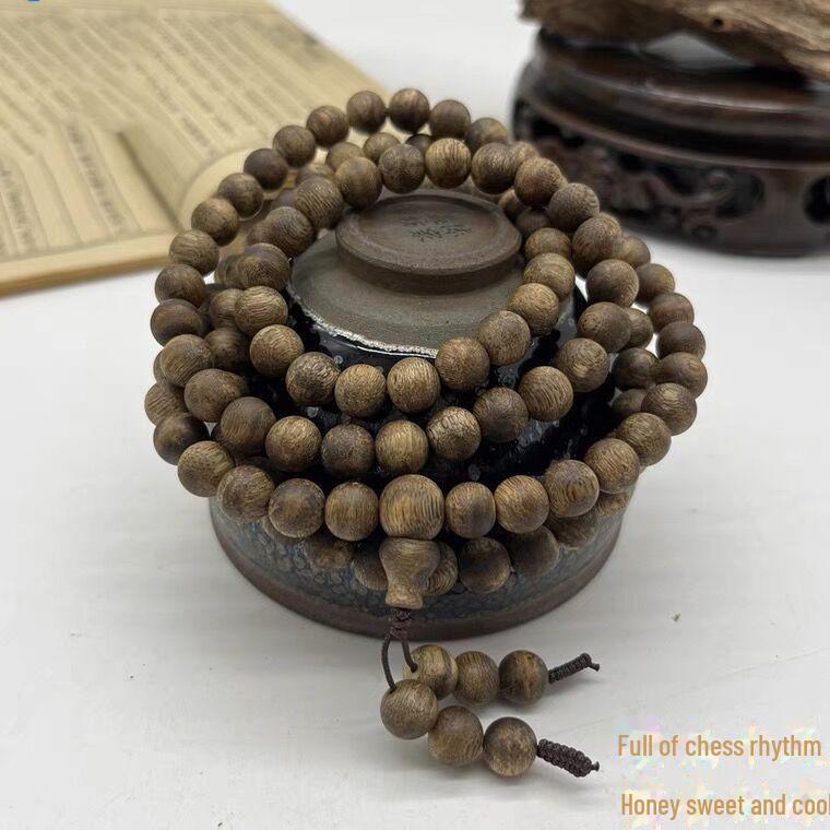 Authentic Hainan Qinan Agarwood Bracelet - 108 Beads for Men & Women