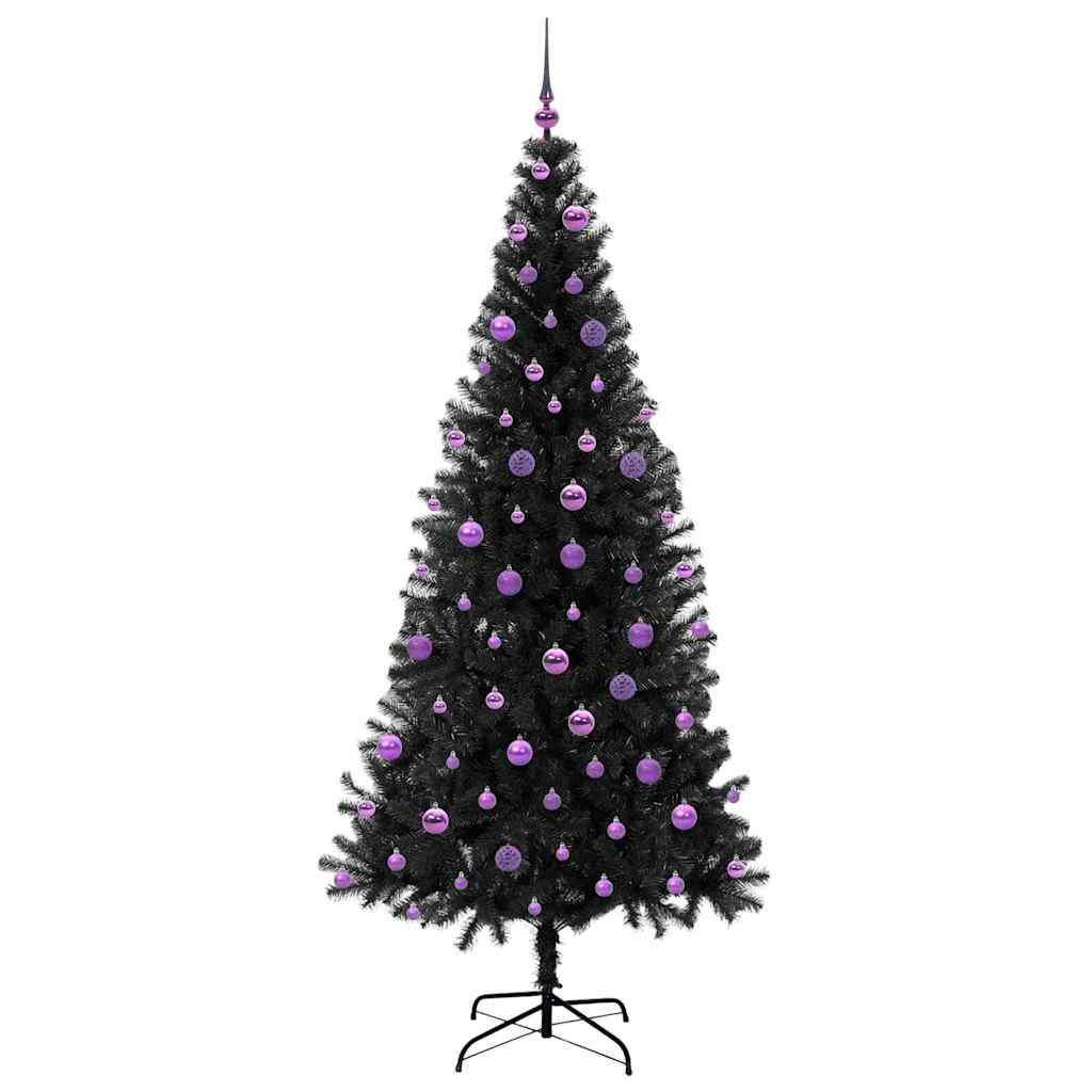Christmas Tree with 300 LEDs and Stand Black 210 cm PVC