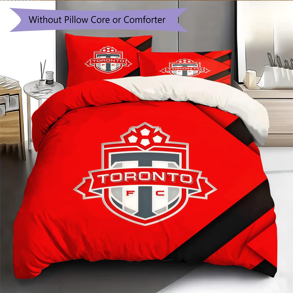 Toronto FC Pattern Bedding Quilt Set Home Decoration Gift (1 * duvet cover + 2 * pillowcase without core)