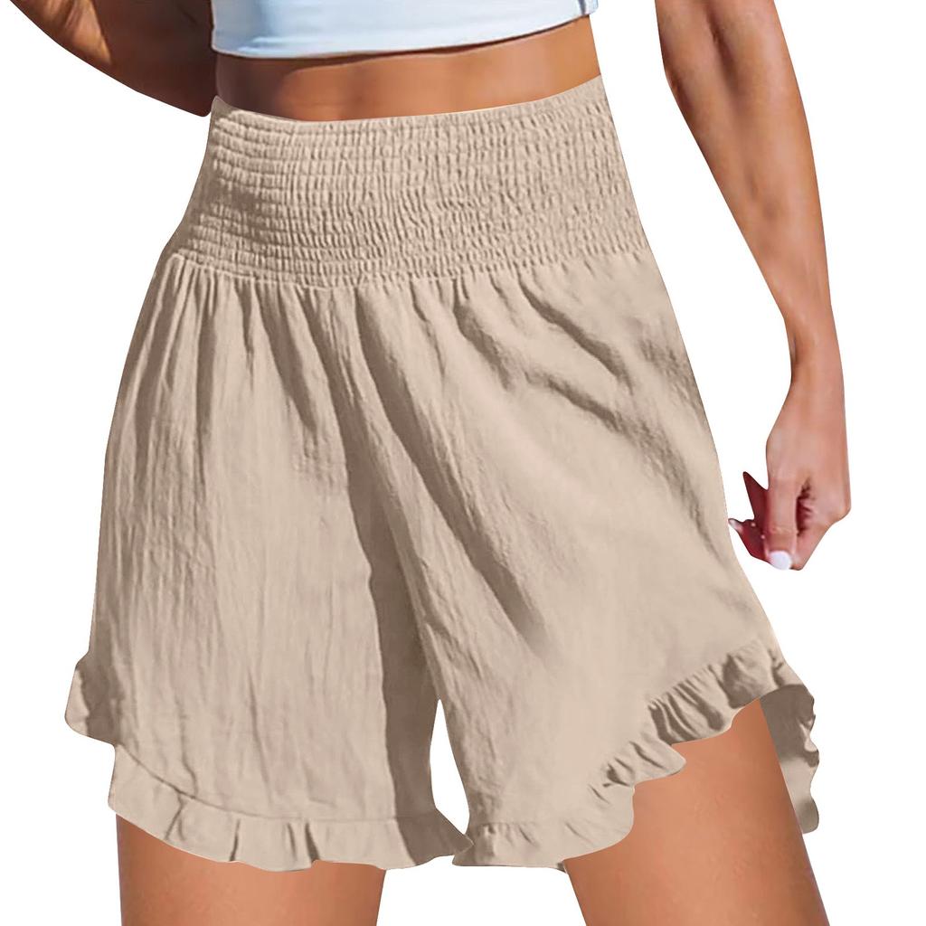 Женские однотонные тонкие повседневные брюки с эластичной резинкой на талии, свободные брюки, шорты