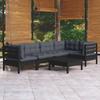 Day and Night - Day and Night Garden Furniture 6 Pieces with Black Pine Wood Cushions