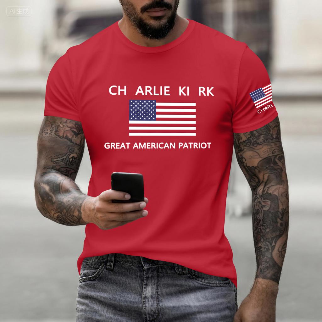 Fashionable Round Neck Short Sleeve Work Clothes Printed Tops For Mens Summer Tops