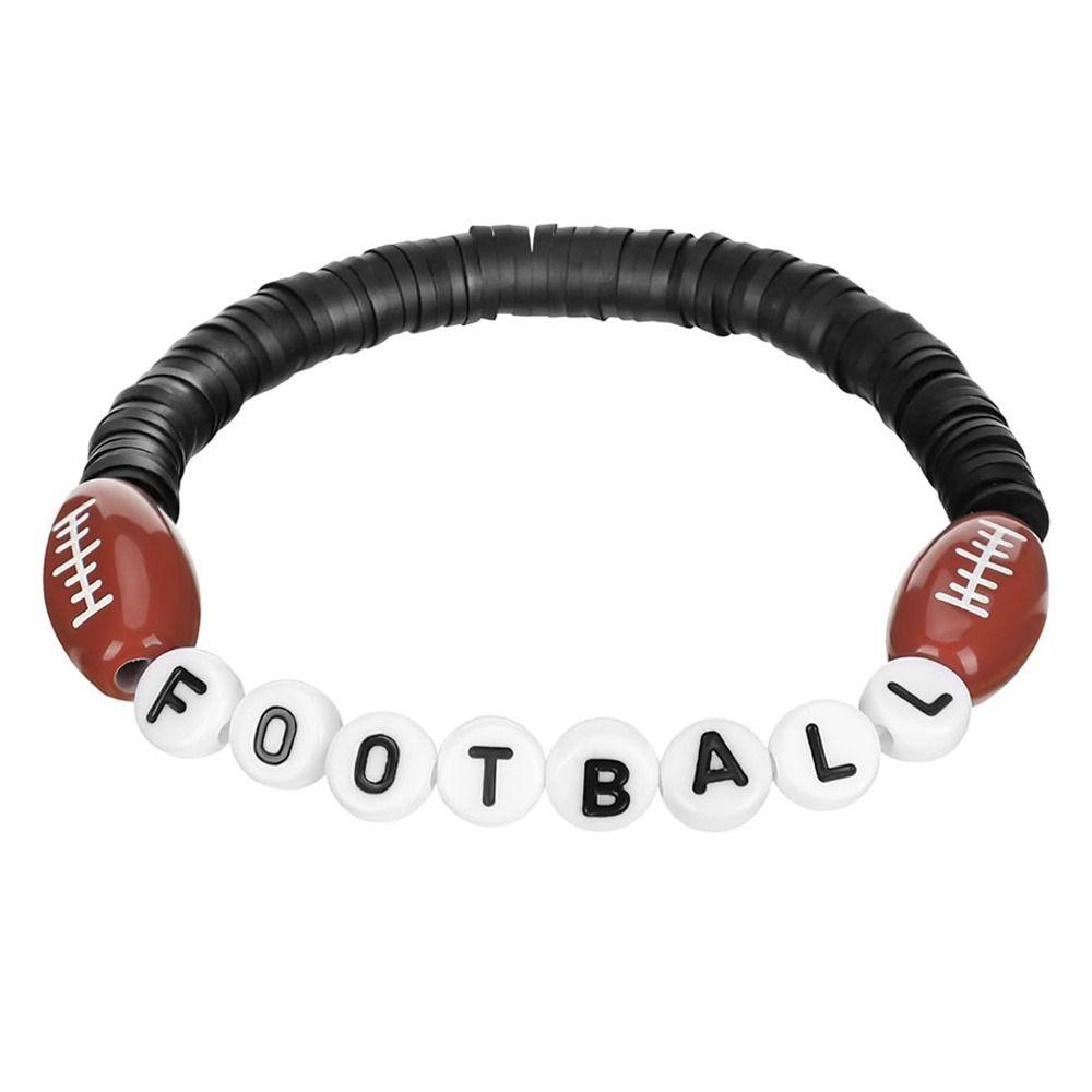 12pcs Casual Wear Football Bracelets Stackable Sports Bracelets Gift Theme Bracelets  Unisex