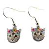 [P7003] - Multicolored Beige 'Cats' Designer Earrings - 12x10 Mm