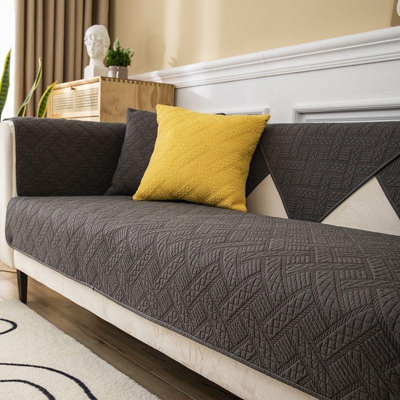 Скандинавский минималистичный диван с фиксированным чехлом, тканевое полотенце, четыре сезона, чистый хлопок, противоскользящая подушка для дивана, современный однотонный кожаный чехол для дивана
