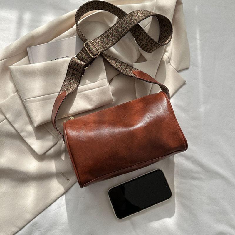 Vintage PU Leather Boston Crossbody Bag Women Small Handbag and Purse Fashion Designer Female Casual Travel Pillow Shoulder Bag