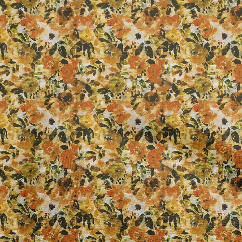 oneOone Cotton Poplin Brown Fabric Abstract Floral Craft Projects Decor Fabric Printed By The Yard 42 Inch