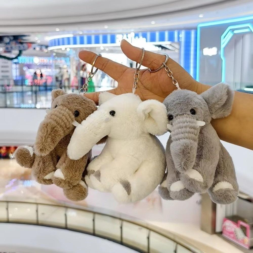 Soft Elephant Keyring Cute Cartoon Animal Bag Pendant Trinket Plush Stuffed Keychain  Kids