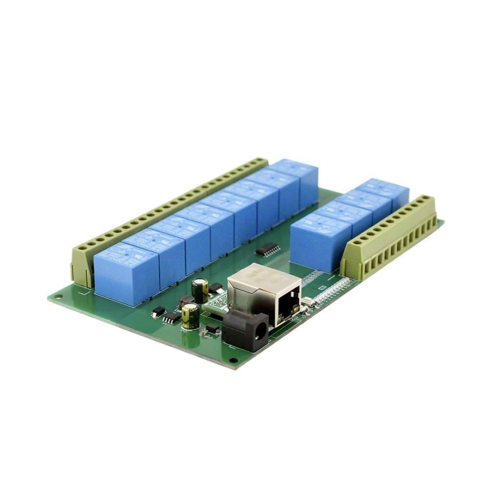 12-канальный релейный модуль RJ45 Ethernet для вторичной разработки, дистанционного управления, поддержка протоколов связи TCP/UDP/MQTT