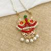 Gold Long Chain Chocker Chinese Style Sweater Necklace Vintage Pearl Beads Necklace  Women