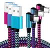 3 шт. Кабель USB C 3A 90 градусов Прямой угол Нейлоновая оплетка Typec Шнур Для для iPhone Samsung Huawei Xiaomi