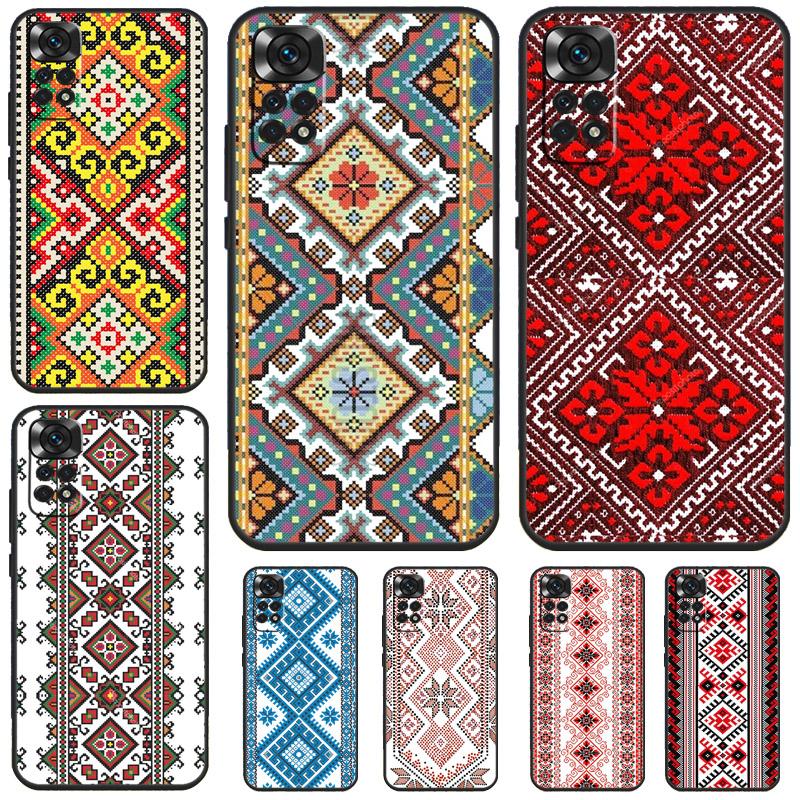Чехол с украинским узором для Redmi Note 13 Pro 12 11 10 9 8 Pro 9S 10S 11S 12S 10A 9C 10C 12C 13C