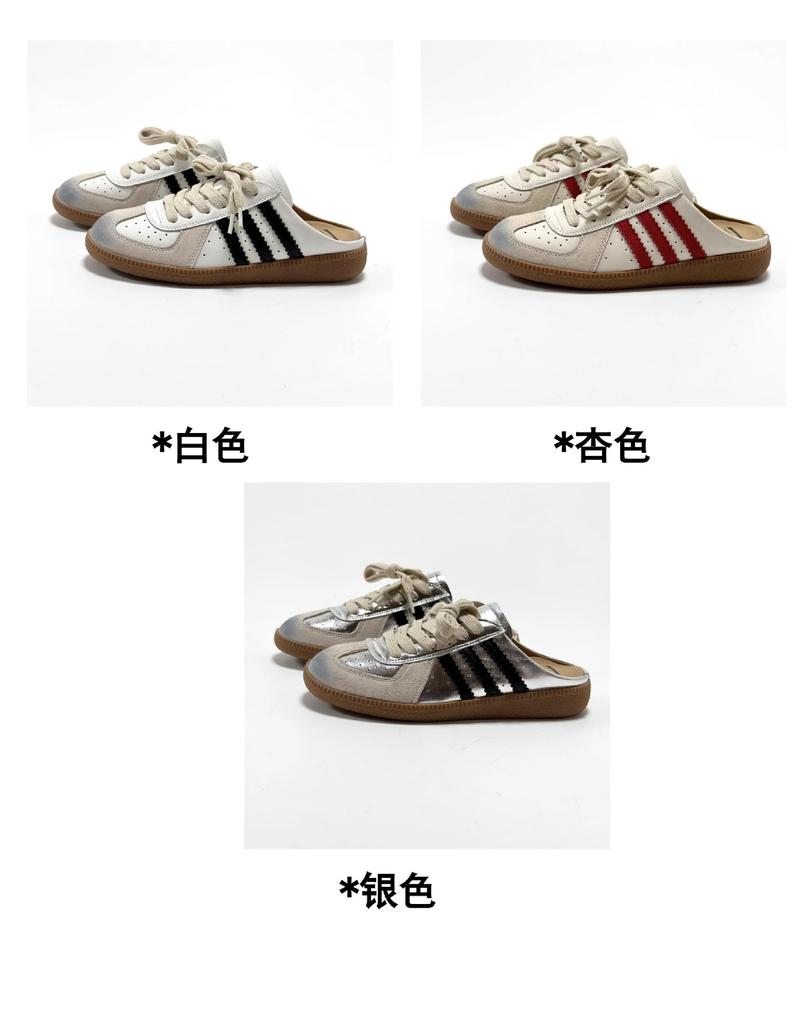 Dexun Baotou Half Slippers Women's 2025 Spring and Summer Models Wear Retro Leather Thick Soles Without Heels and Lazy Shoes