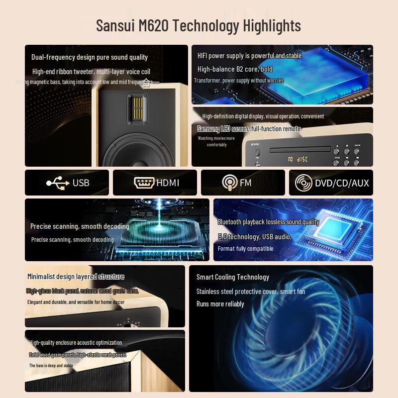 Sansui M980 HIFI Bookshelf Tube Amplifier Speaker System