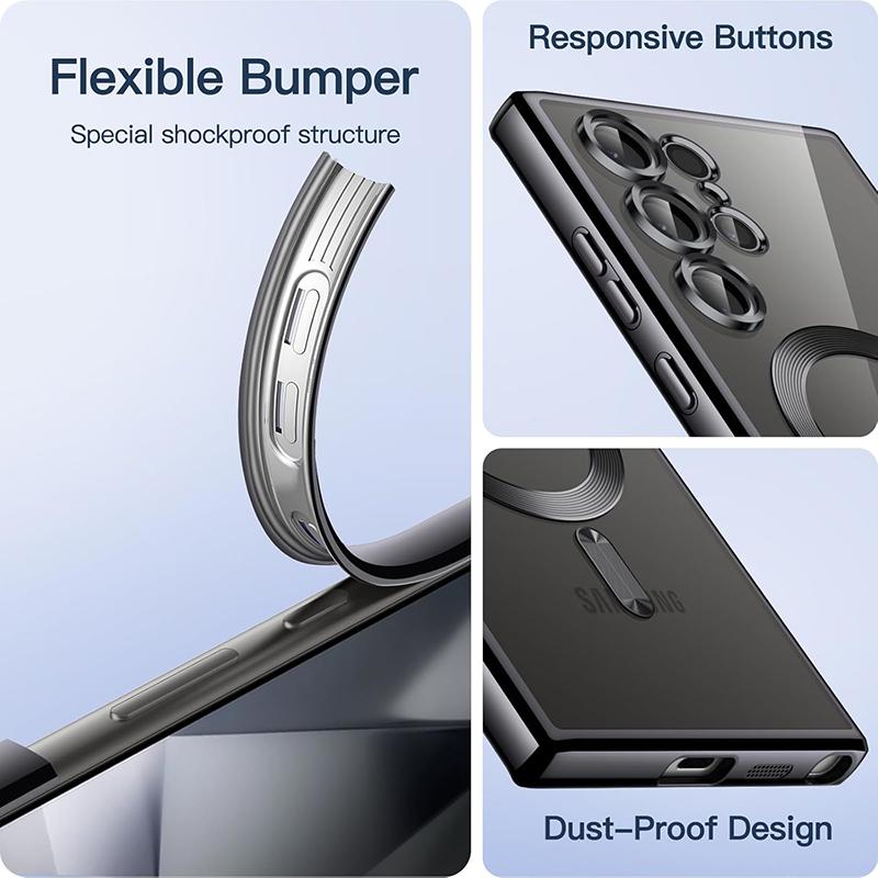 Роскошный прозрачный магнитный чехол для беспроводной зарядки Magsafe для Samsung Galaxy S25 S21 S22 S23 S24 Ultra Plus силиконовый чехол