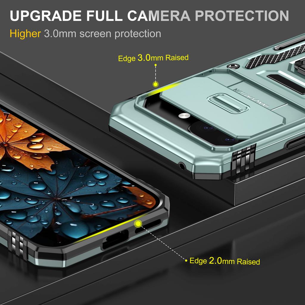 For Google Pixel 9a Case Kickstand Slide Lens Lid PC+TPU Drop