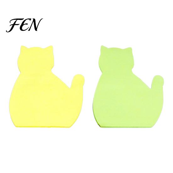 Easy to Remove Memo Strips 2PCS Cute Cat Shaped Sticky Notepads, Multi Color Macaron Adhesive Decorative Book Annotation Tools Pads, Compact Note Tabs