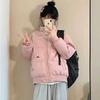 New women's clothing winter popular cotton-padded clothes stand-up collar elastic hem cotton clothes solid color pocket zipper jacket