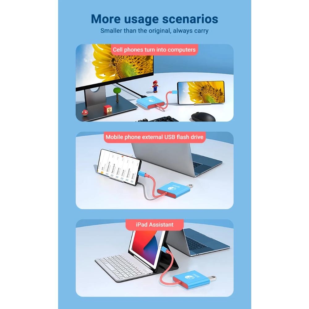 ДЛЯ Портативной док-станции Nintendo Switch TYPE-C Hub с HDMI и USB 3.0 Идеально подходит для путешествий и игр