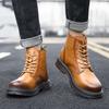 Модные ботинки Мартина на толстой подошве, мужские осенние высокие рабочие короткие ботинки, флисовые теплые ботинки на мягкой подошве, тренд