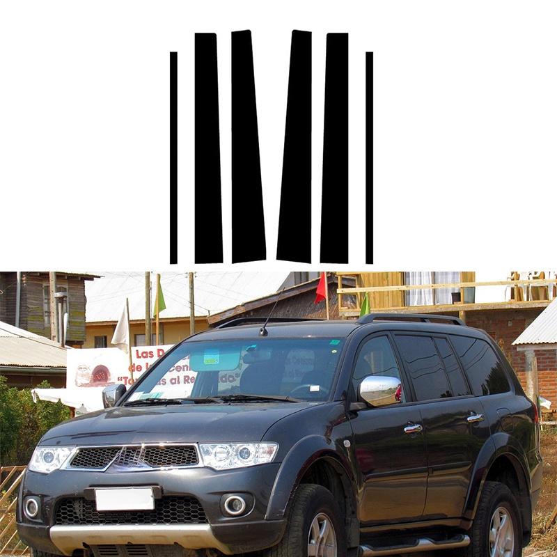 Pillar Posts Car Window Door Moulding Trims Cover Stickers Decal Glossy Black Accessories Fit For Mitsubishi Pajero Sport 2009-2015