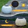 Solar Light Outdoor Solar Powered LED Lamp Hollowed Out Metal Desktop Decorative Lantern for Patio Garden Yard Desktop Lighting