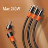 Кабель USB Type C 3 в 2 для iPhone 15 14 13 12 ProMax 11 Зарядный кабель 100 Вт Кабель 3 в 1 для Samsung Xiaomi Mi Macbook