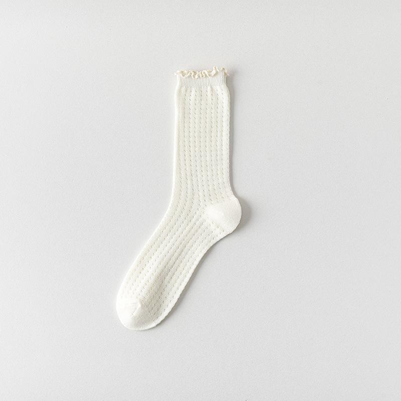 Женские летние тонкие сетчатые дышащие бесшовные кружевные гольфы средней длины из хлопка