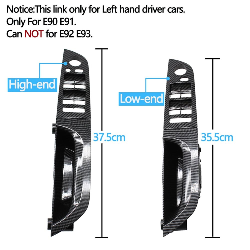 LHD Left Hand Driver Carbon Fiber Interior Door Pull Handle Armrest Panel Full Set For BMW 3 Series E90 E91 316 318 320 325