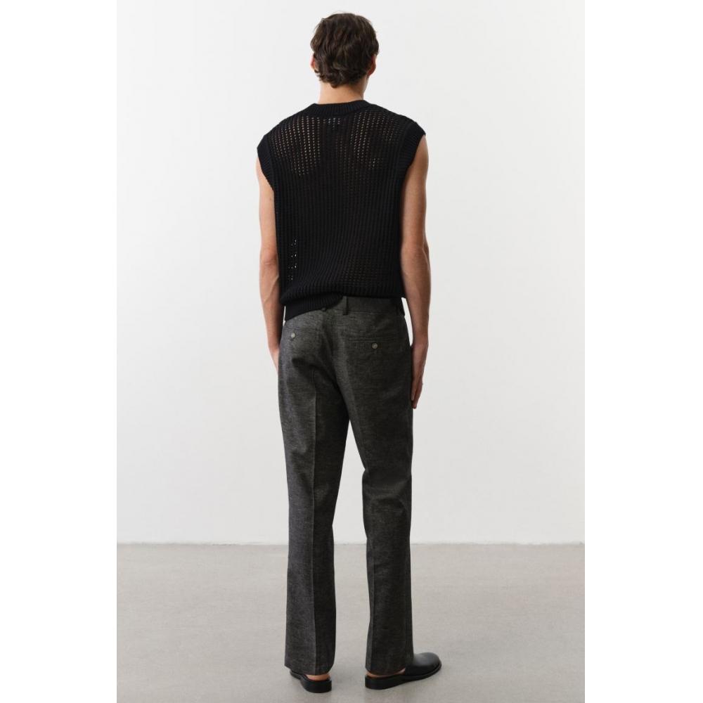 Брюки HM Linen Blend Tailored Regular Fit Темно-серые