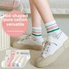 5 Pairs of Female Spring and Autumn Pure Cotton Deodorant Sports All Match Tube Socks