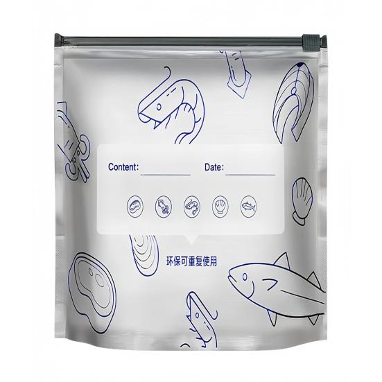 Пакеты из алюминиевой фольги, запечатываемые, герметичные, многоразовые, запечатанные пакеты, стоячие вакуумные пакеты с застежкой-молнией и этикеткой для хранения овощей, фруктов, мяса