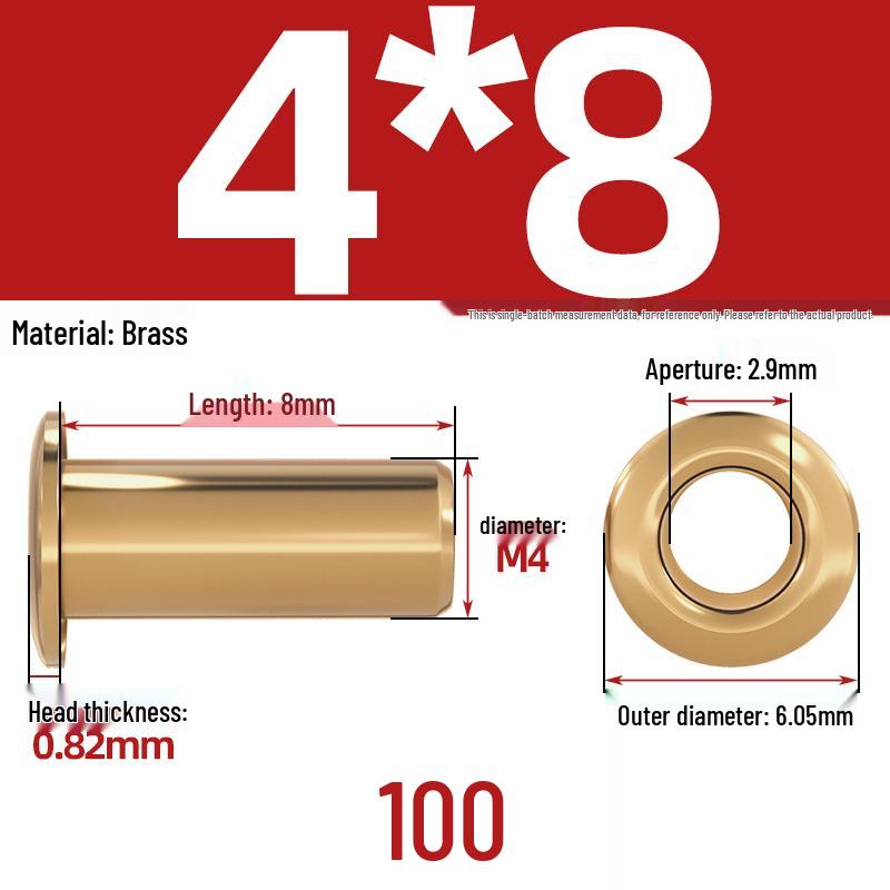 Pure Brass Hollow Rivets & Copper Eyelets Fasteners M1.3–M5